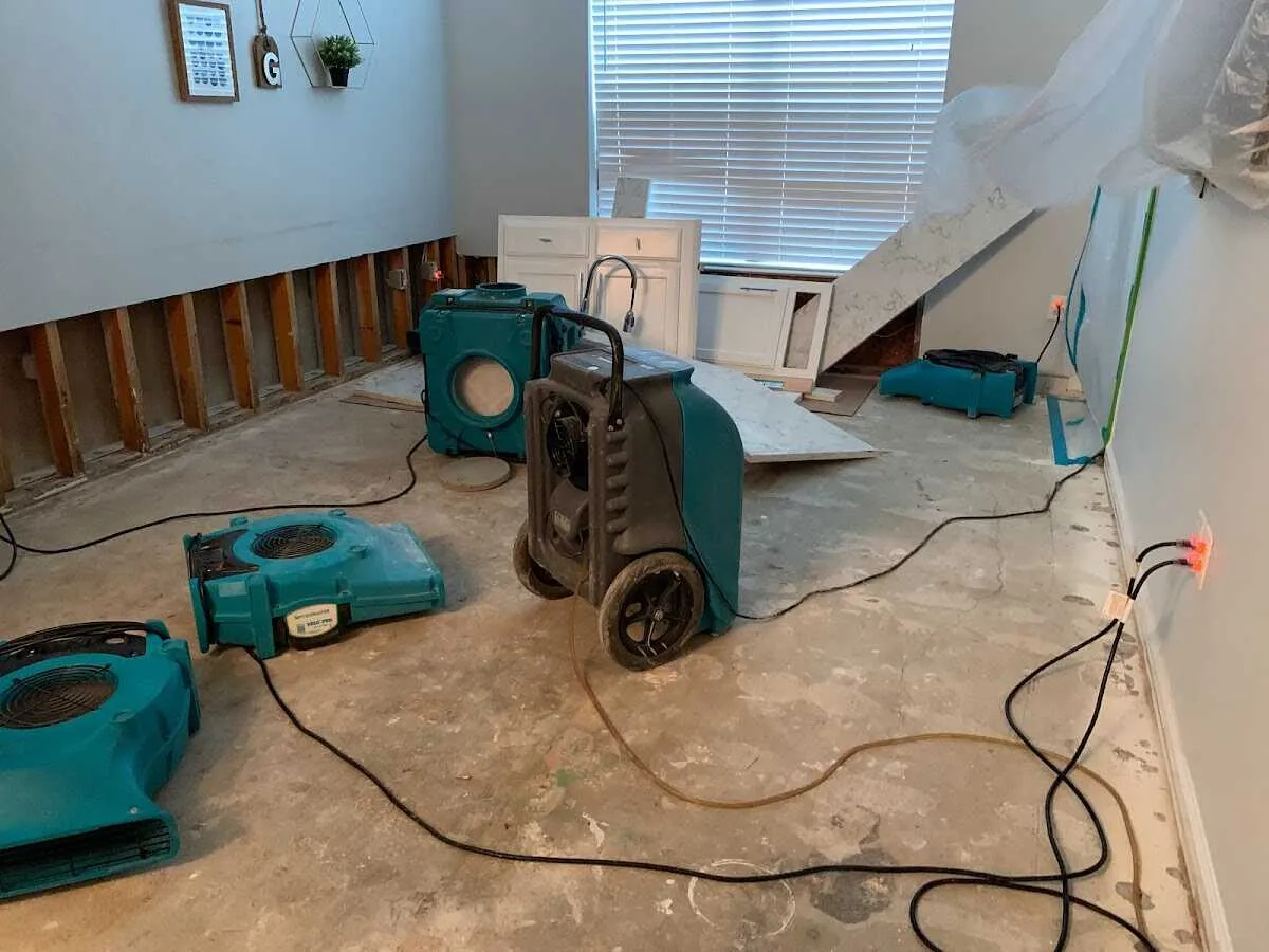 Dehumidifier in flood-cut room for Water Damage Restoration in Mount Zion